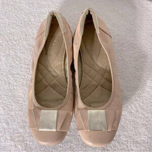Nude Pink Leather Slip On Ballet Flats 36